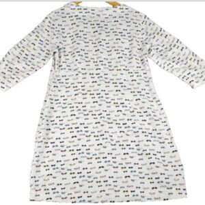 Boden Women's Size 12L White Linen 3/4 Sleeve Dress Swimsuit Cover Up Side Zip